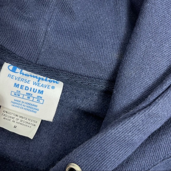 Champion Reverse Weave Navy Hoodie Medium - Picture 8 of 8